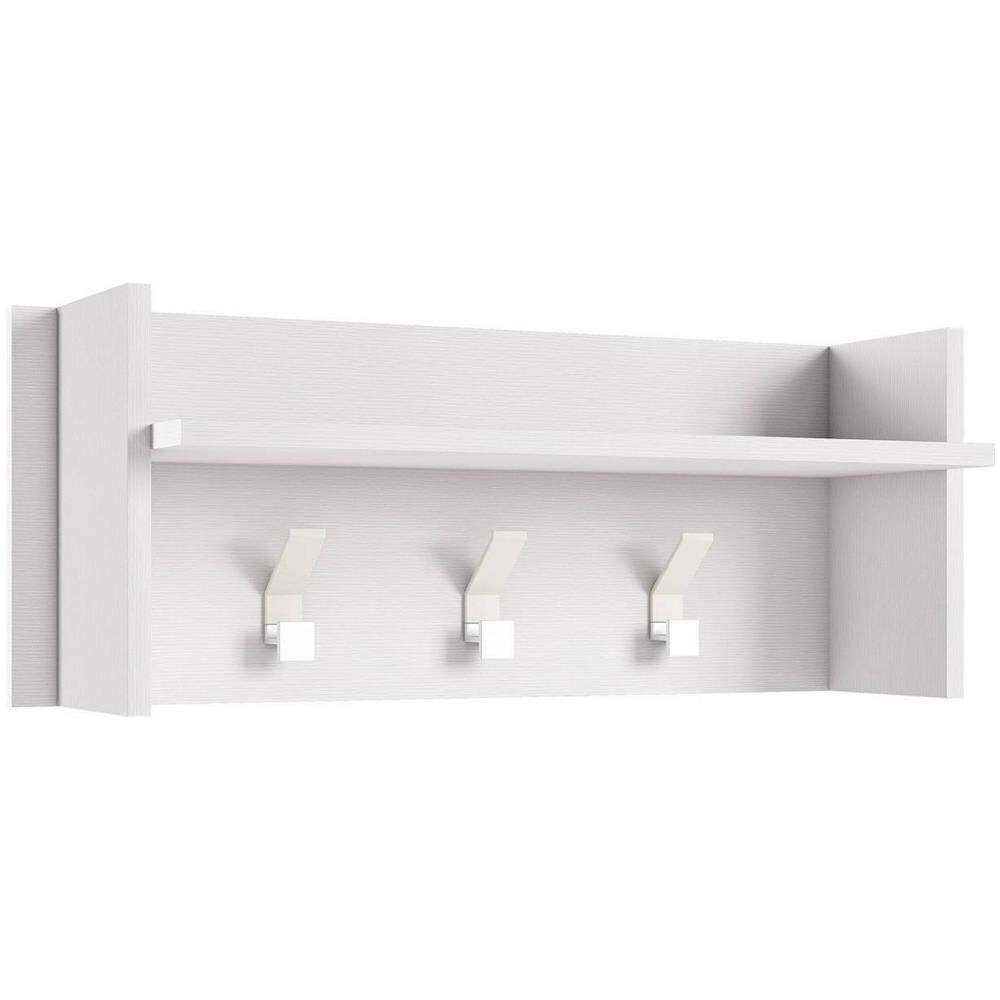 Mobile Da Ingresso Narciso, Mobile Appendiabiti Con 3 Ganci, Mensola Portaoggetti Da Ingresso, 100% Made In Italy, 90x29h34 Cm, Bianco - Foto 2
