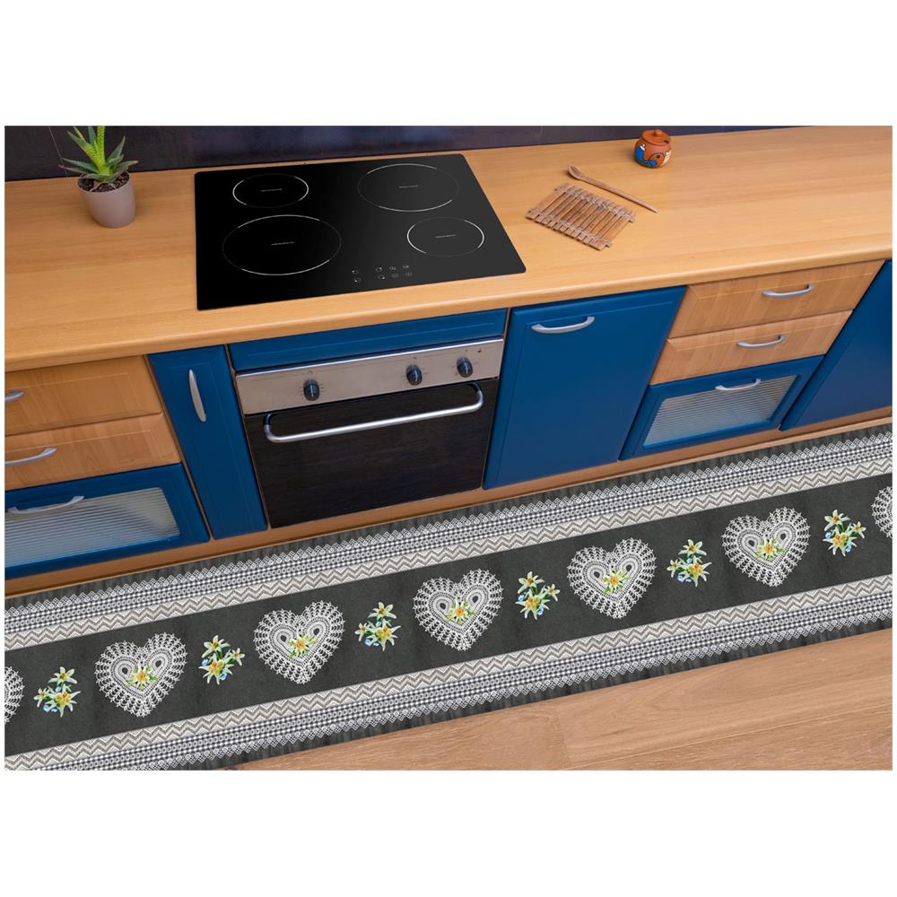 Tappeto Passatoia Cucina Antiscivolo Sottolavello Digitale Dis Natale Inverno 50x115 Cuore Alpino - Foto 1
