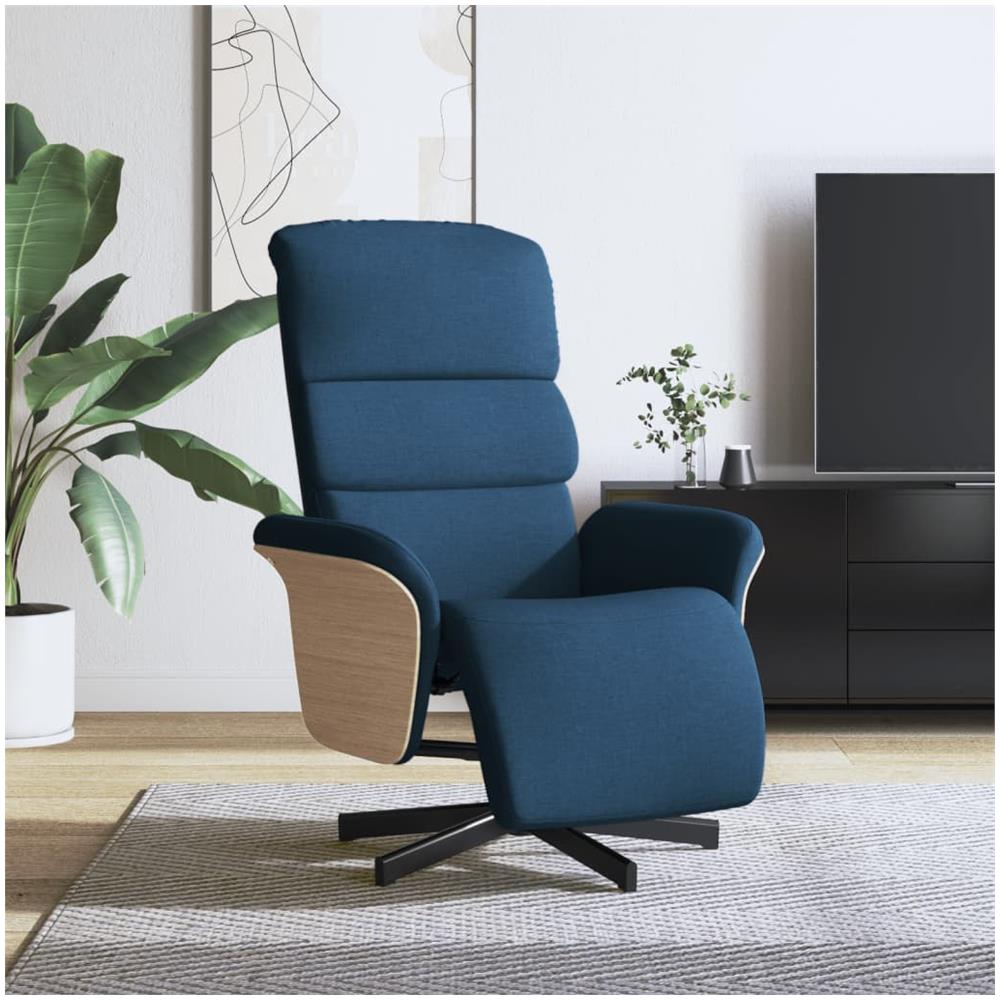 Poltrona Reclinabile Con Poggiapiedi Blu In Tessuto - Foto 1