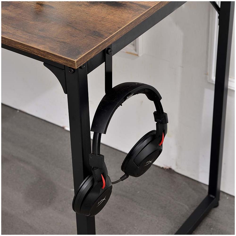 Scrivania Tavolo Porta Pc Legno Metallo Con Organizer Design Industriale Brown - Foto 2