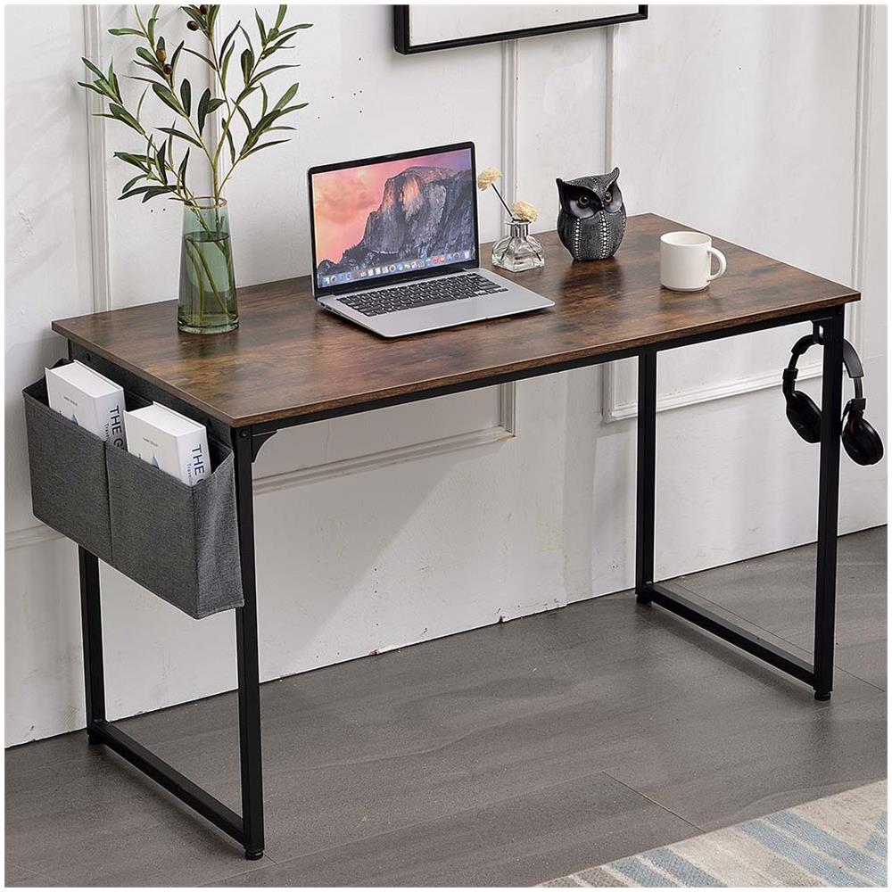Scrivania Tavolo Porta Pc Legno Metallo Con Organizer Design Industriale Brown - Foto 1