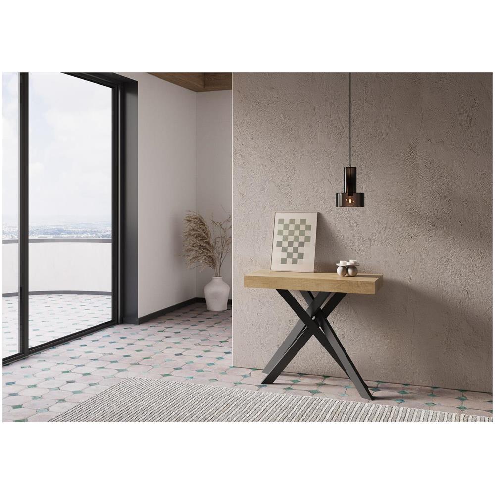 Consolle allungabile 90x40/196 cm Krack Small quercia natura gambe antracite - Foto 2