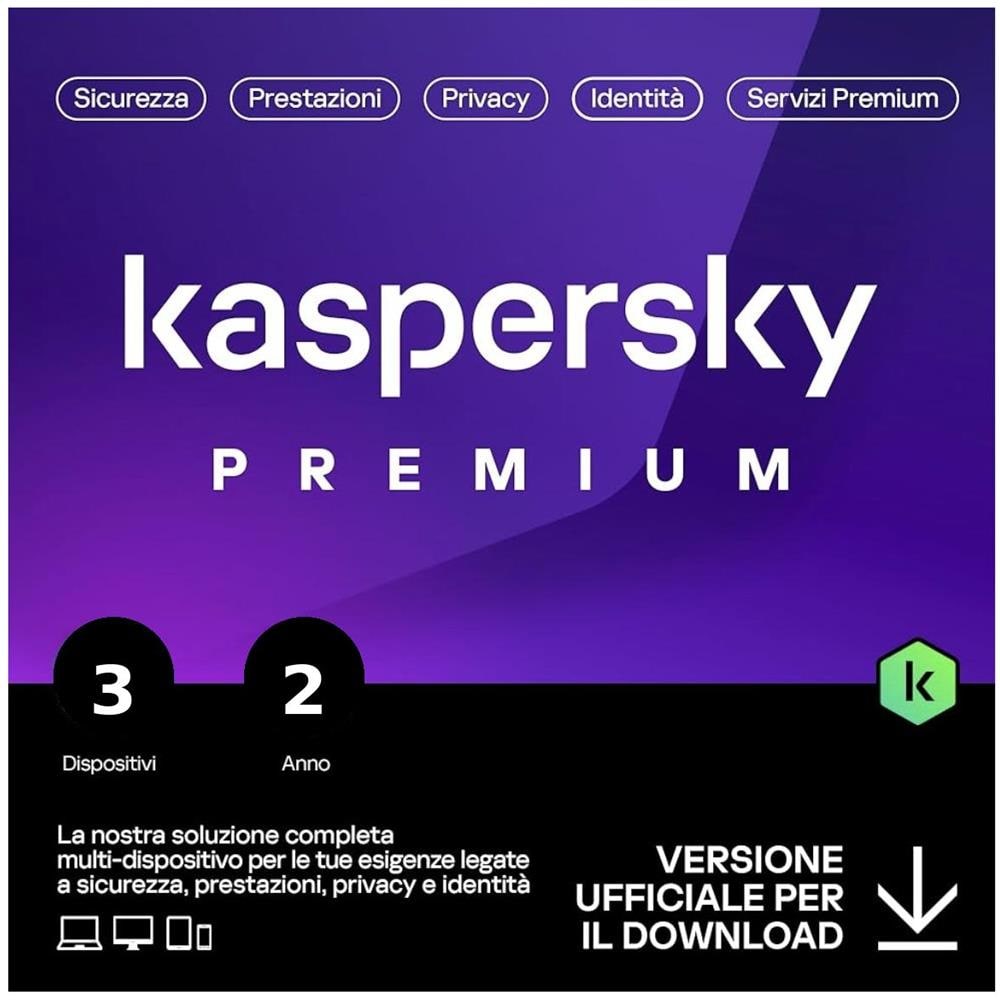 Kaspersky Premium Total Security  | 3 Dispositivi | 2 Anni | Anti-phishing E Firewall | Vpn Illimitata | Password Manager | Parental Control | Assistenza 24/7 | Pc/mac/mobili | Attivazione E-mail - Foto 1