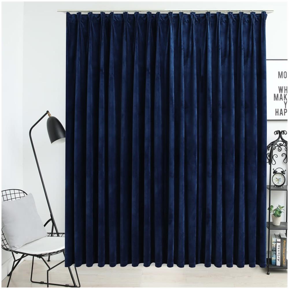 Tenda Oscurante Con Ganci Velluto Blu Scuro 290x245 Cm - Foto 1