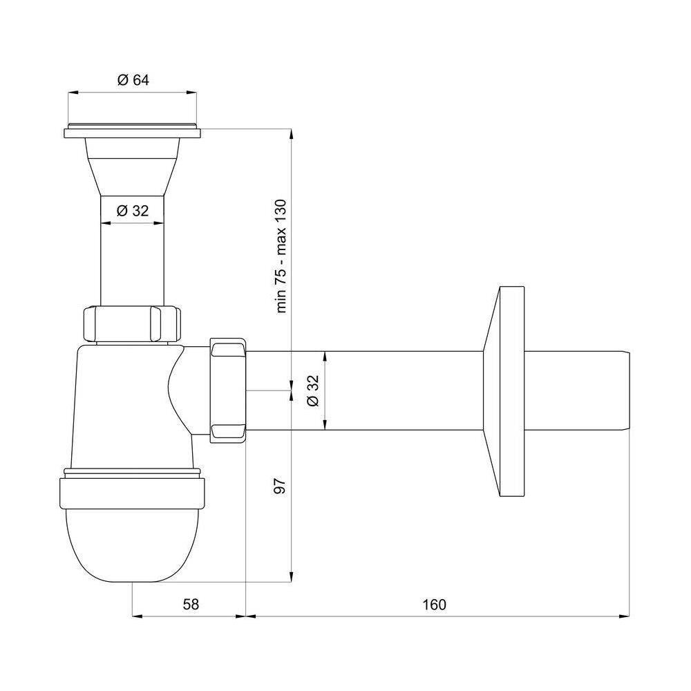 Sifone Bottiglia Degli Scarti Scarico Del Lavandino Lavabo In Acciaio Inox Filtro 54 x 32mm - Foto 2