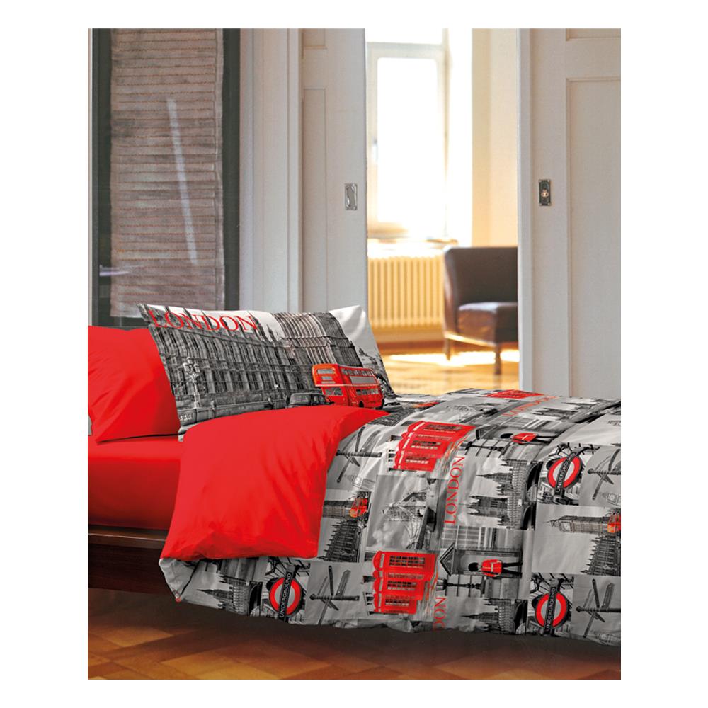 Copripiumino Sacco Piumone 100% Cotone Disegno City Londra New York Ob Singolo Londra - Foto 1