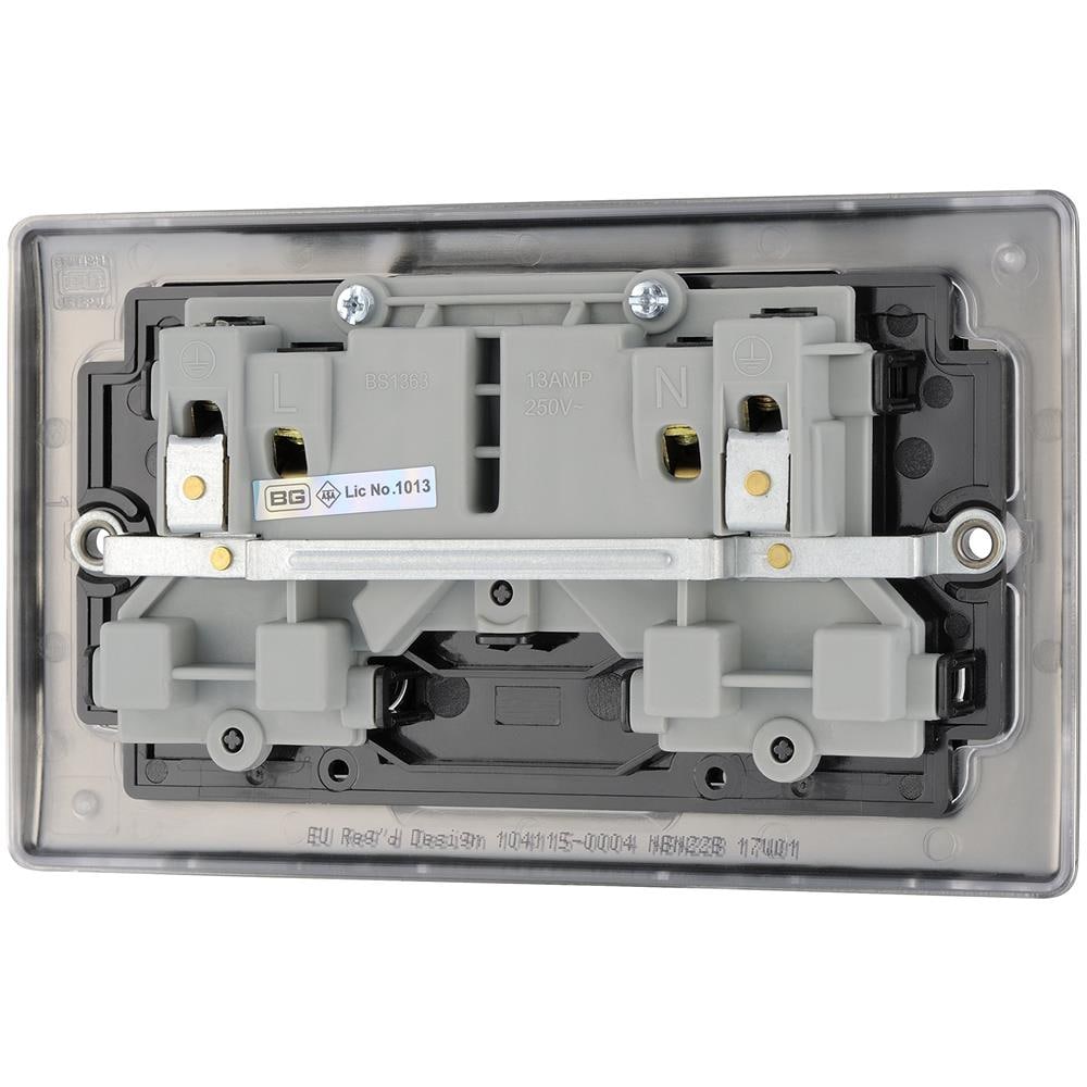 Bg Elettrico Doppio Switched Presa Di Alimentazione Black Nickel 13 Amp - Foto 4