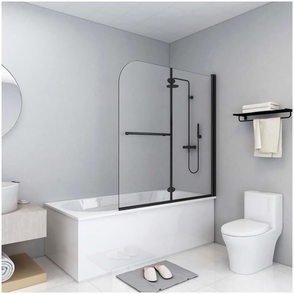 Box Doccia Pieghevole A Libro 2 Pannelli In Esg 120x140 Cm Nero - Foto 1