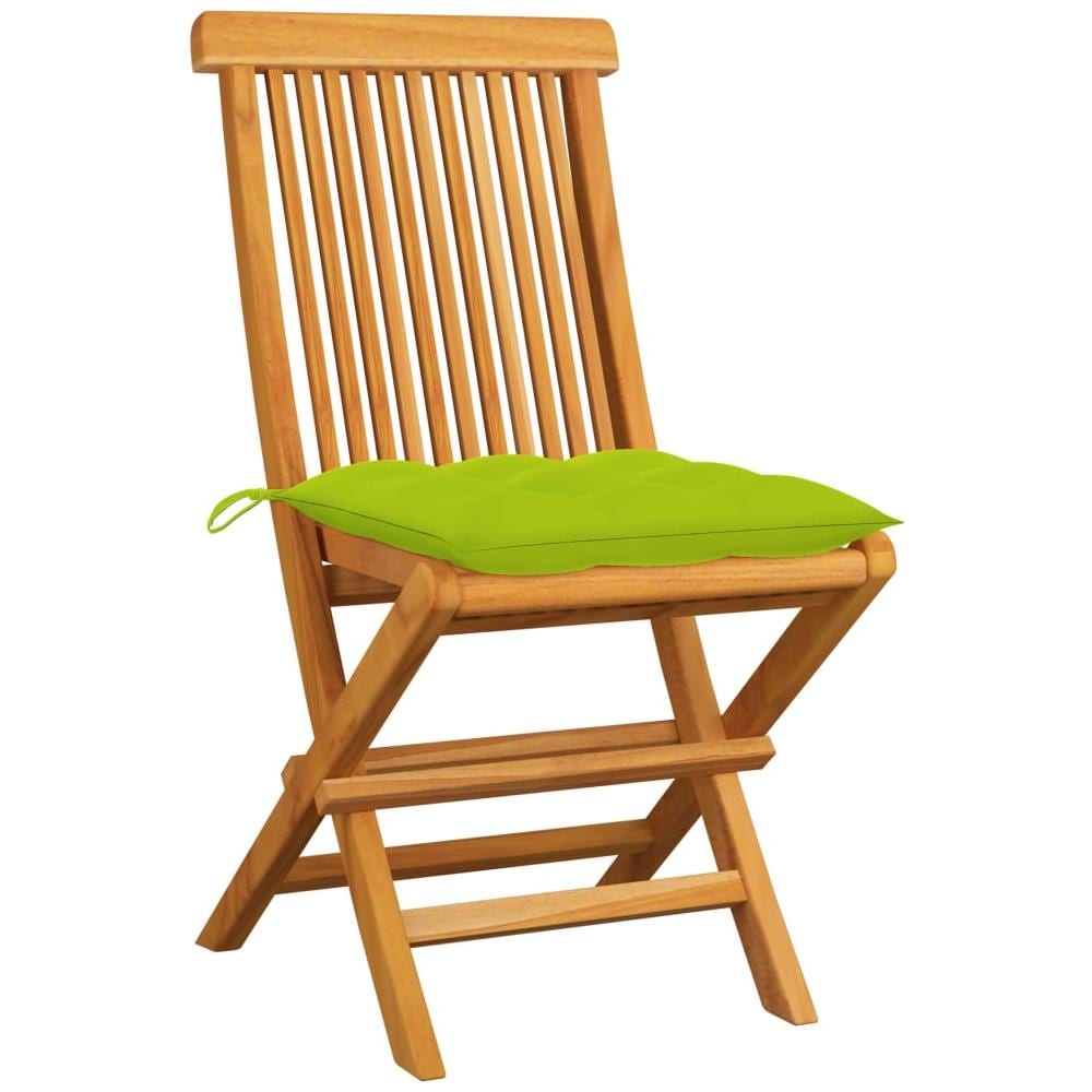 Sedie Giardino e Cuscini Verde Brillante 2 pz Massello di Teak - Foto 3