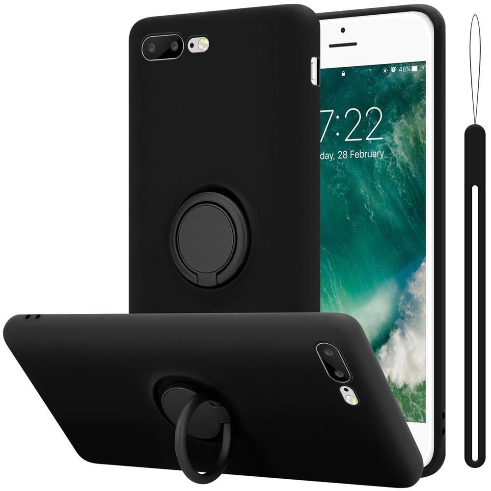 Custodia Compatibile Con Apple Iphone 8 Plus / 7 Plus / 7s Plus In Liquid Nero - Coperchio Protettivo In Silicone Tpu Flessibile Con Anello - Foto 1