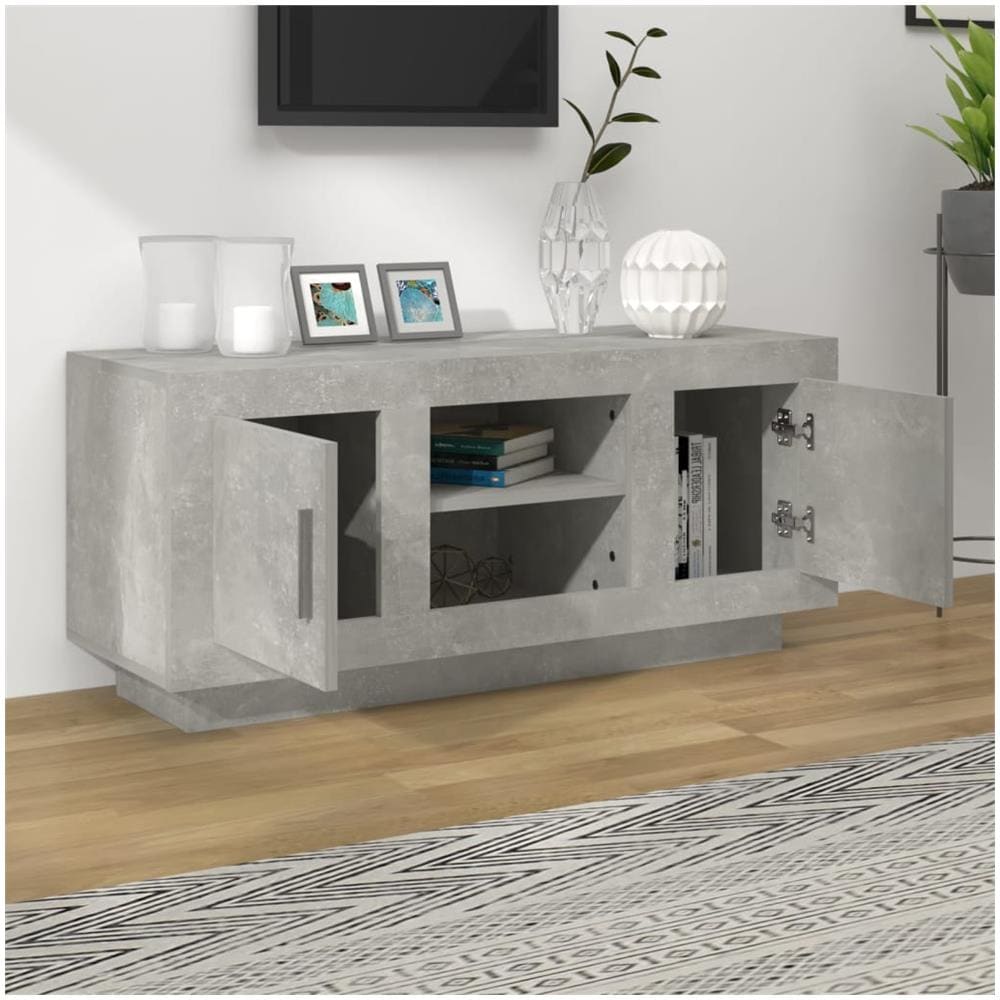 Mobile Porta Tv Grigio Cemento 102x35x45cm In Legno Multistrato - Foto 2