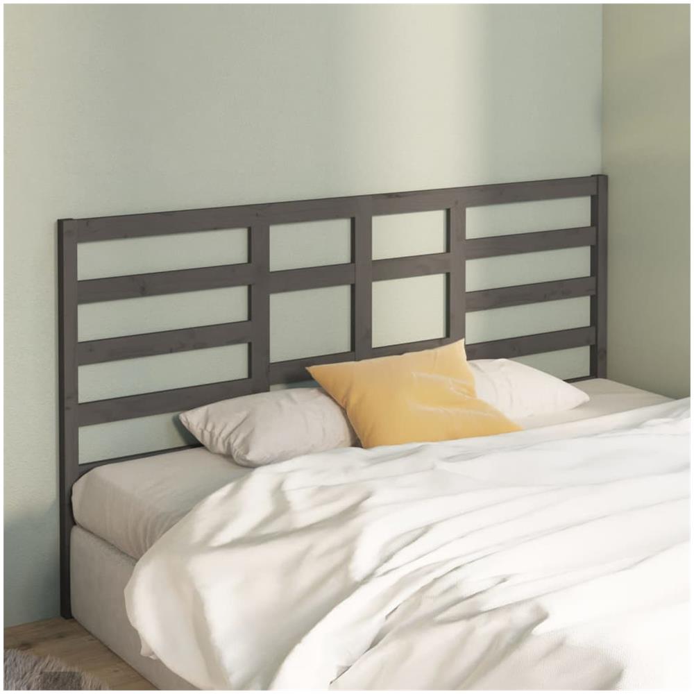 Testiera Per Letto Grigio 206x4x104 Cm Legno Massello Di Pino - Foto 3