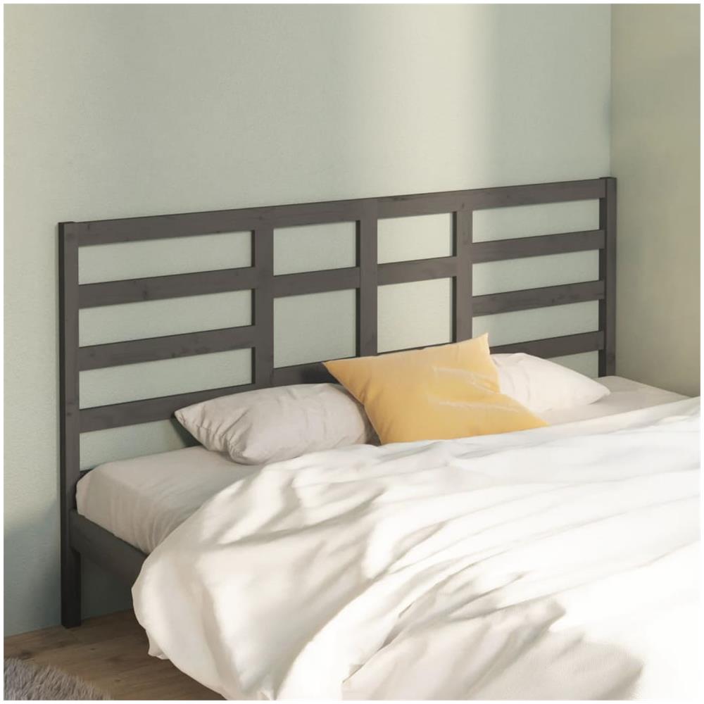 Testiera Per Letto Grigio 206x4x104 Cm Legno Massello Di Pino - Foto 1