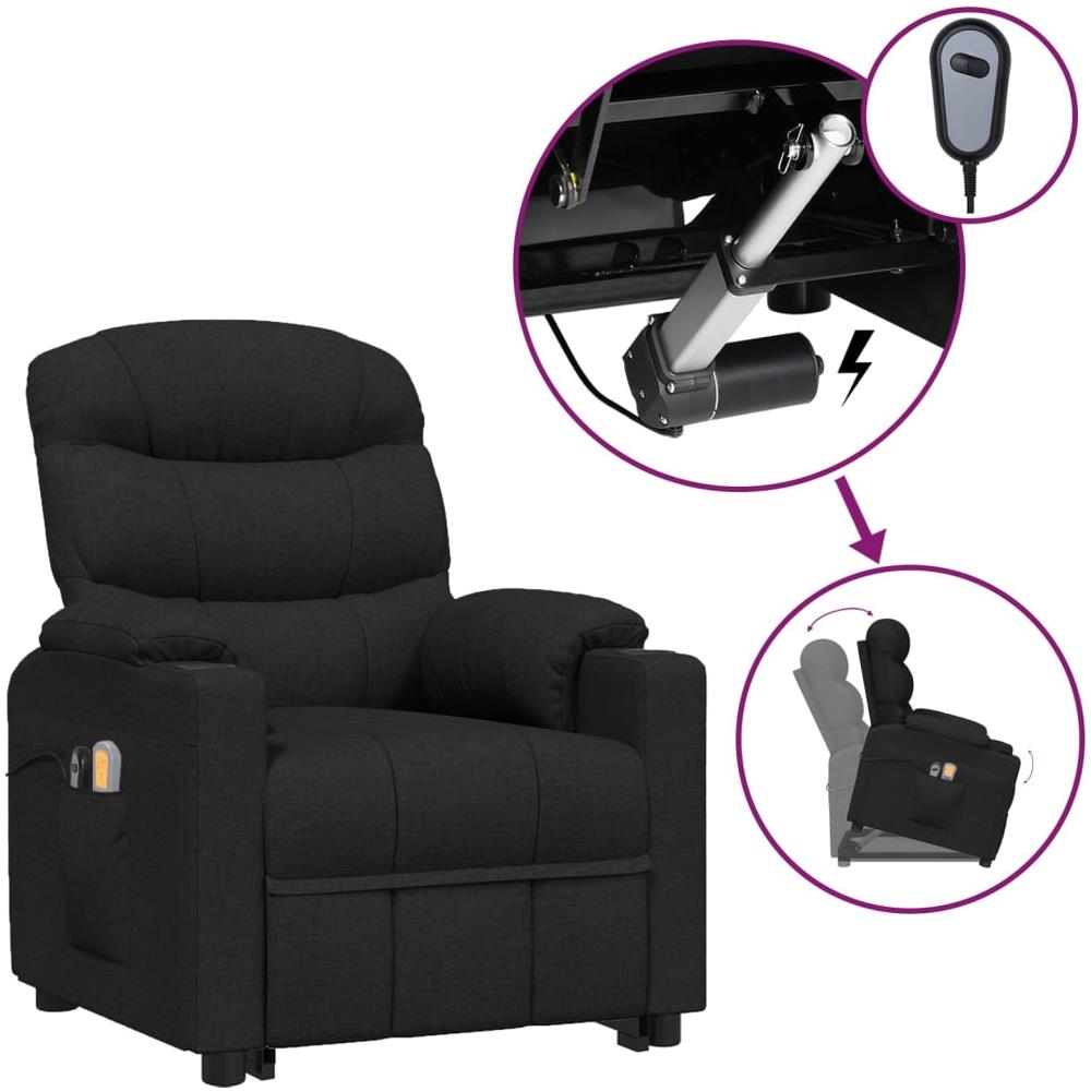 Poltrona Alzapersona Massaggiante Elettrica Nera In Tessuto - Foto 1