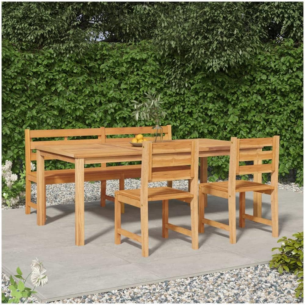 Set Da Pranzo Per Giardino 4 Pz In Legno Massello Di Teak - Foto 1