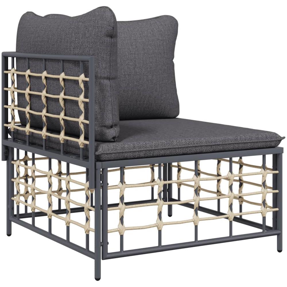 Set Divani da Giardino 4 pz con Cuscini Antracite in Polyrattan - Foto 3