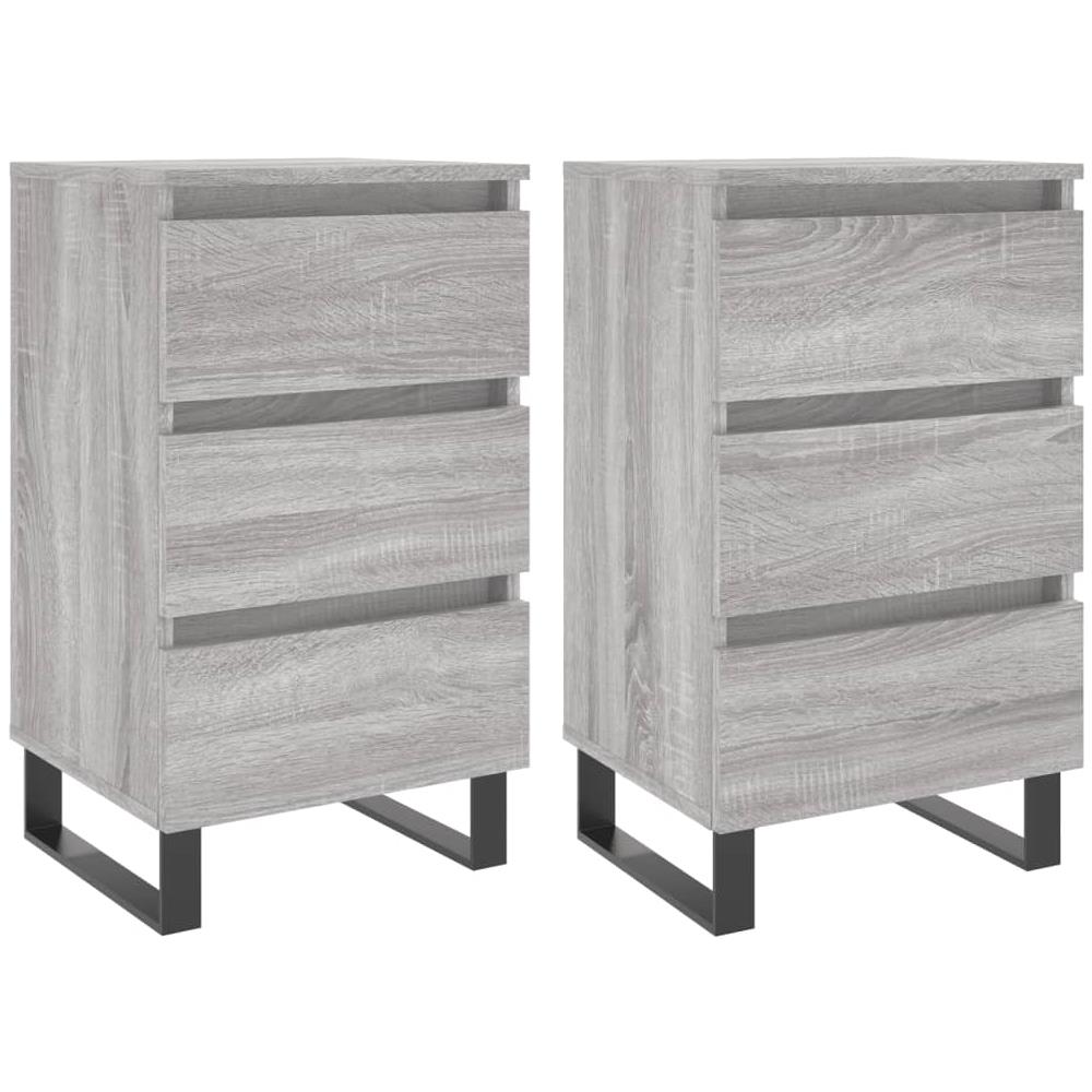 Comodini 2pz Grigio Sonoma 40x35x69 Cm In Legno Multistrato - Foto 2