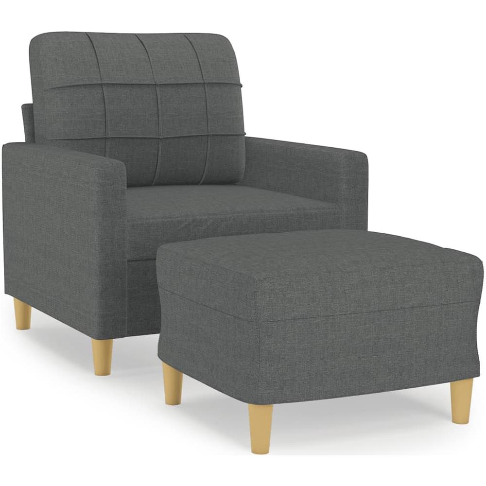 Poltrona Con Poggiapiedi Grigio Scuro 60 Cm In Tessuto - Foto 2