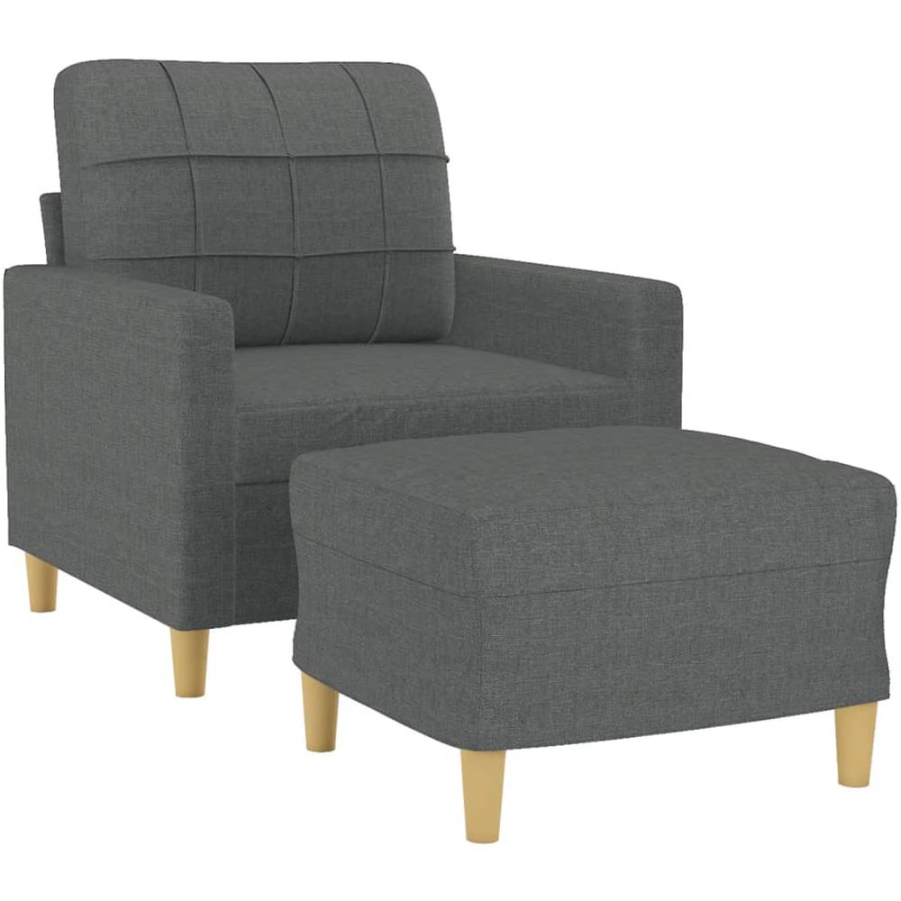 Poltrona Con Poggiapiedi Grigio Scuro 60 Cm In Tessuto - Foto 3