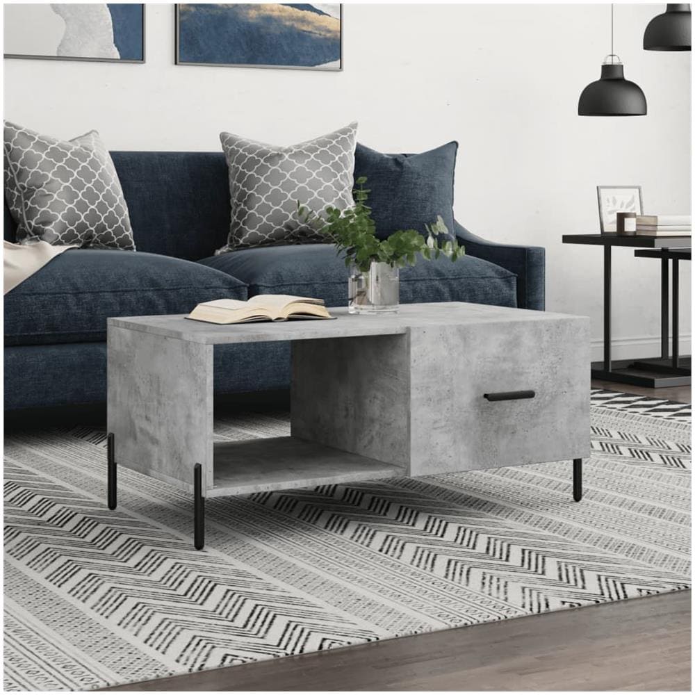 Tavolino Da Salotto Grigio Cemento 90x50x40cm Legno Multistrato - Foto 1