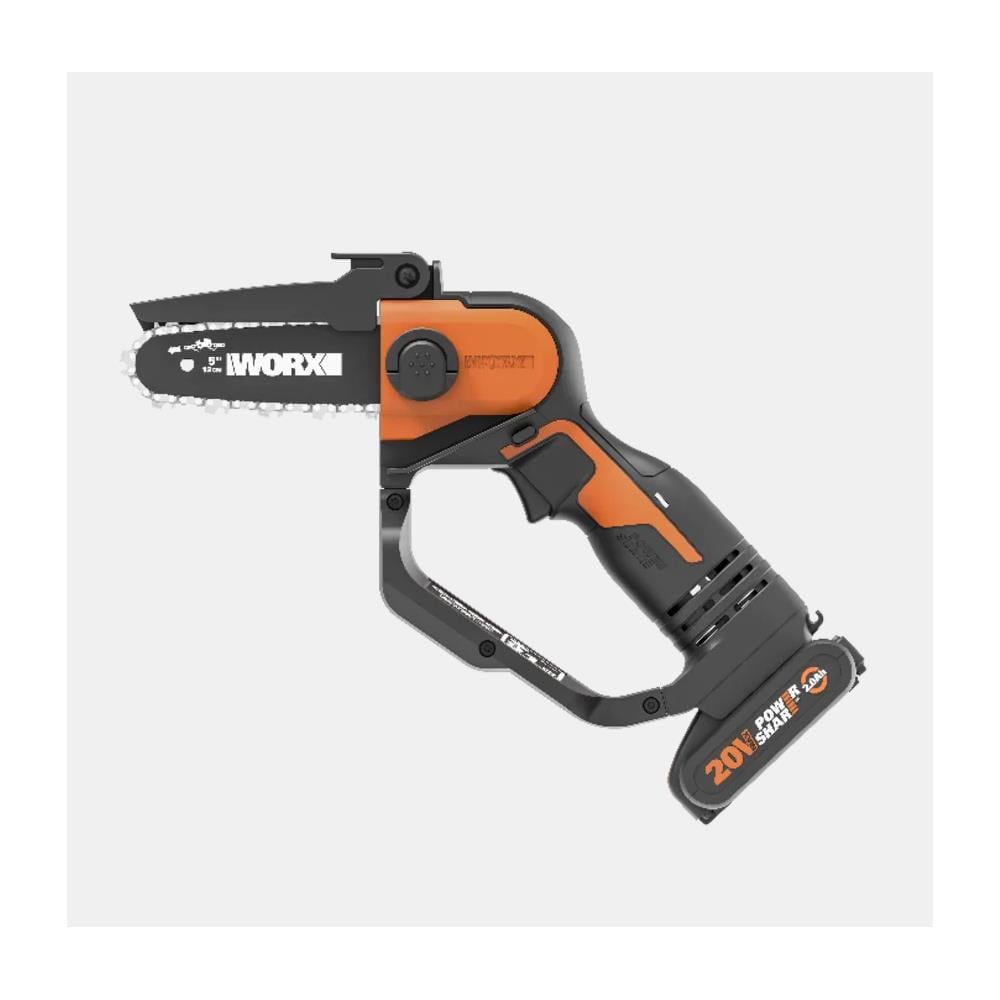 Motosega WG324E a Batteria 20V 2Ah Lama 12 cm Velocità Catena 6,7 m /s con Design Compatto e Leggero Nero Arancione - Foto 1