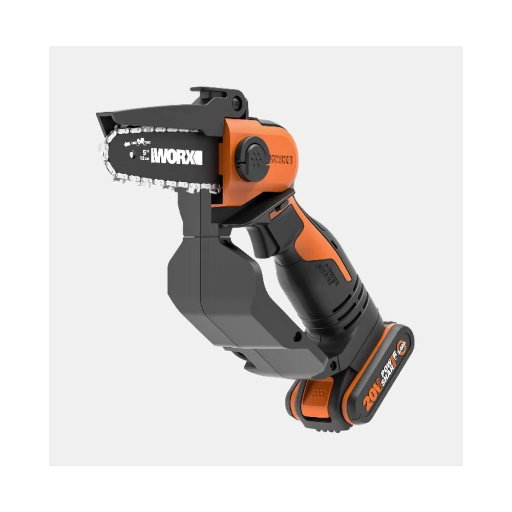 Motosega WG324E a Batteria 20V 2Ah Lama 12 cm Velocità Catena 6,7 m /s con Design Compatto e Leggero Nero Arancione - Foto 2