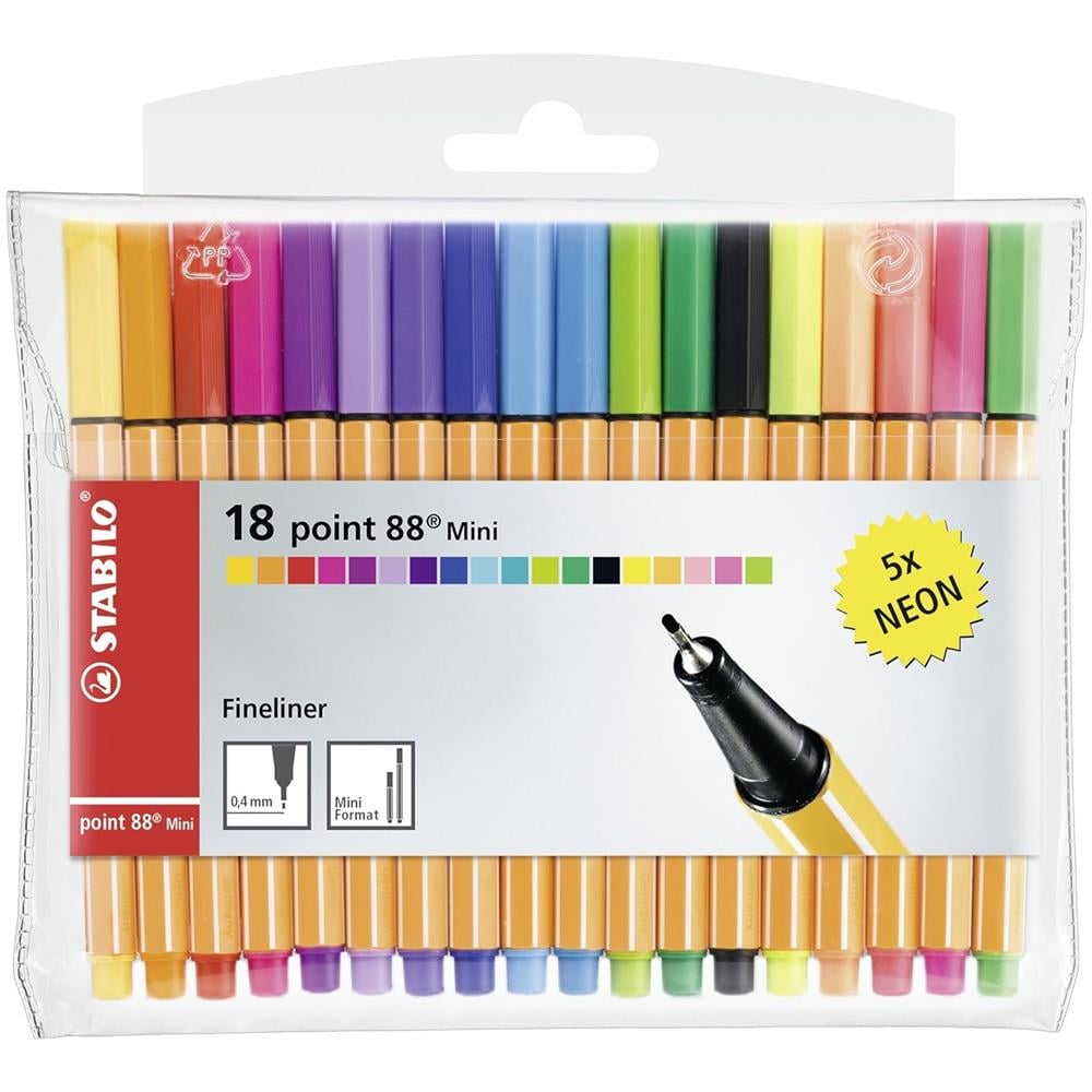 point 88 Mini - Fineliner - Astuccio da 18 (13 + 5 NEON) - Colori assortiti - Foto 1