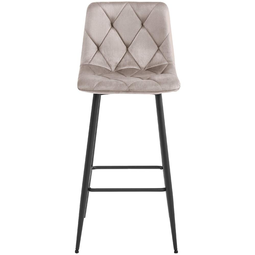 Sgabello da bar KODA - Velluto beige scuro con gambe nere - Foto 2