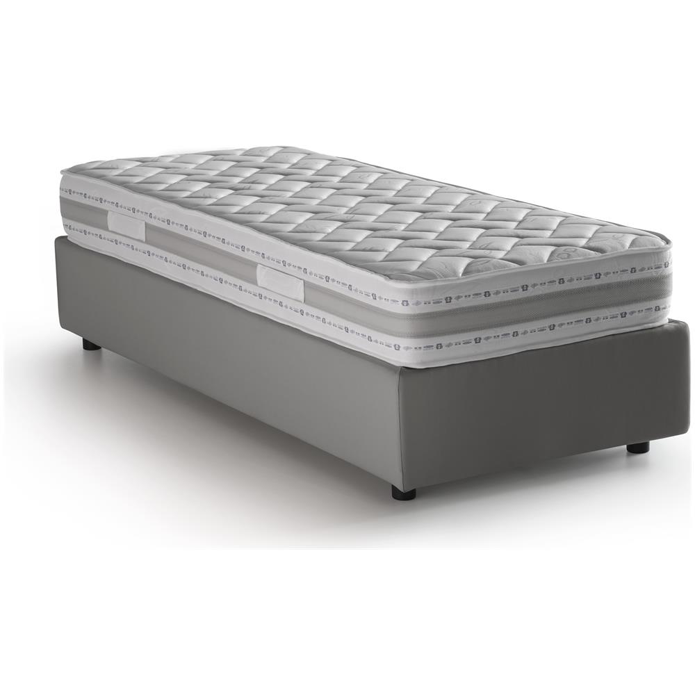 Talamo Italia Letto contenitore Singolo Silvia Sommier Made in Italy Letto con rivestimento in tessuto Apertura laterale adatto per materasso cm 80x190 Grigio OG12520