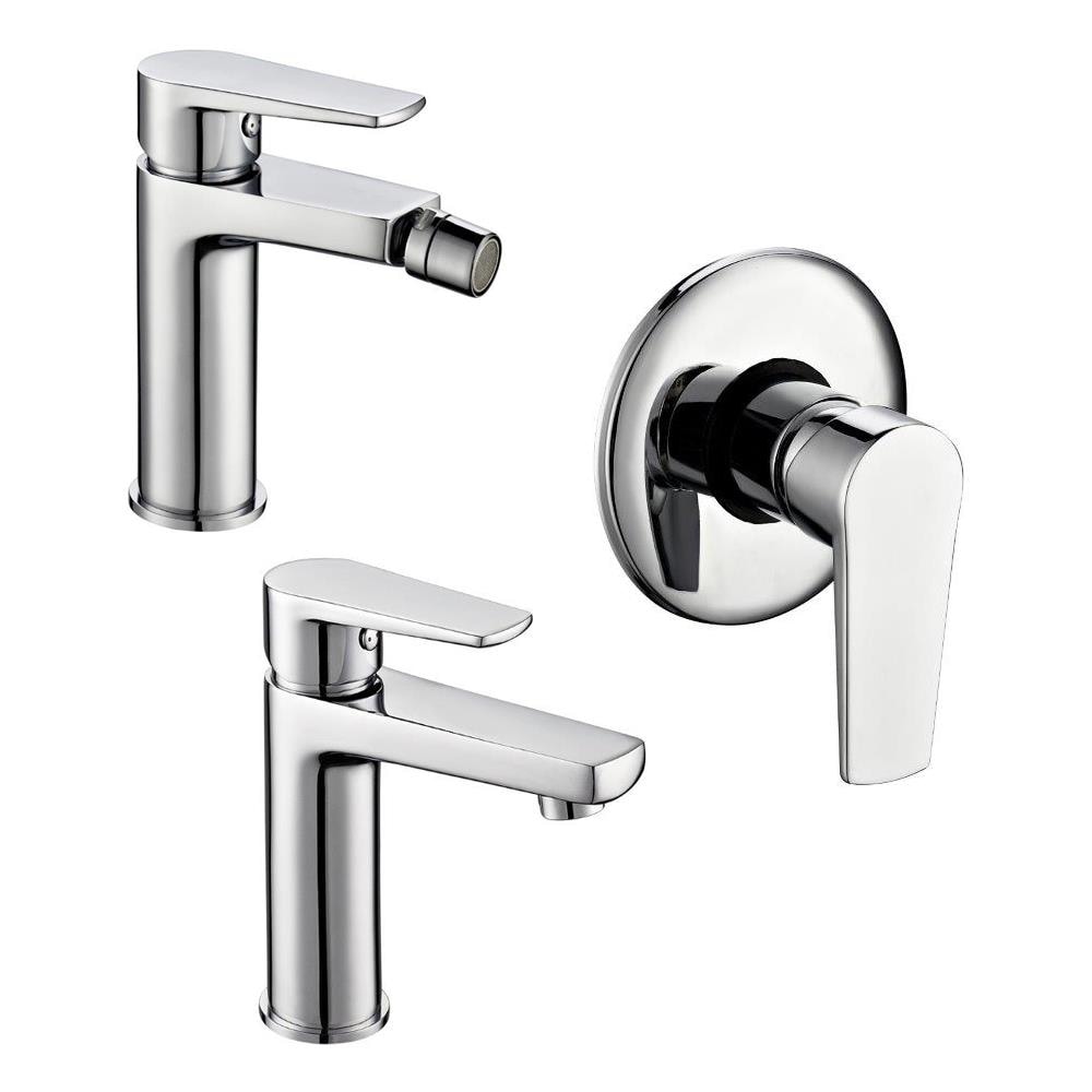 Tris Rubinetti Miscelatori Bidet Lavabo Doccia Ad Incasso Linea Asia Cromata - Foto 1