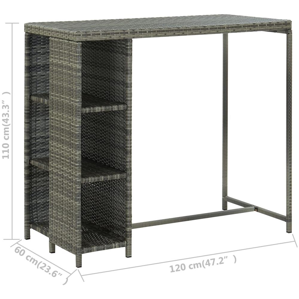 Set Da Bar Da Giardino 5 Pz Con Cuscini In Polyrattan Grigio - Foto 7