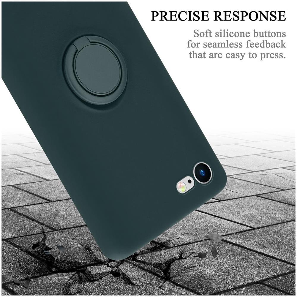 Custodia Compatibile Con Apple Iphone 7 / 7s / 8 / Se 2020 In Liquid Verde - Coperchio Protettivo In Silicone Tpu Flessibile Con Anello - Foto 8