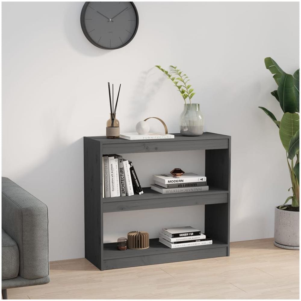 Libreria / divisorio Grigio 80x30x71,5 Cm Legno Massello Di Pino - Foto 3