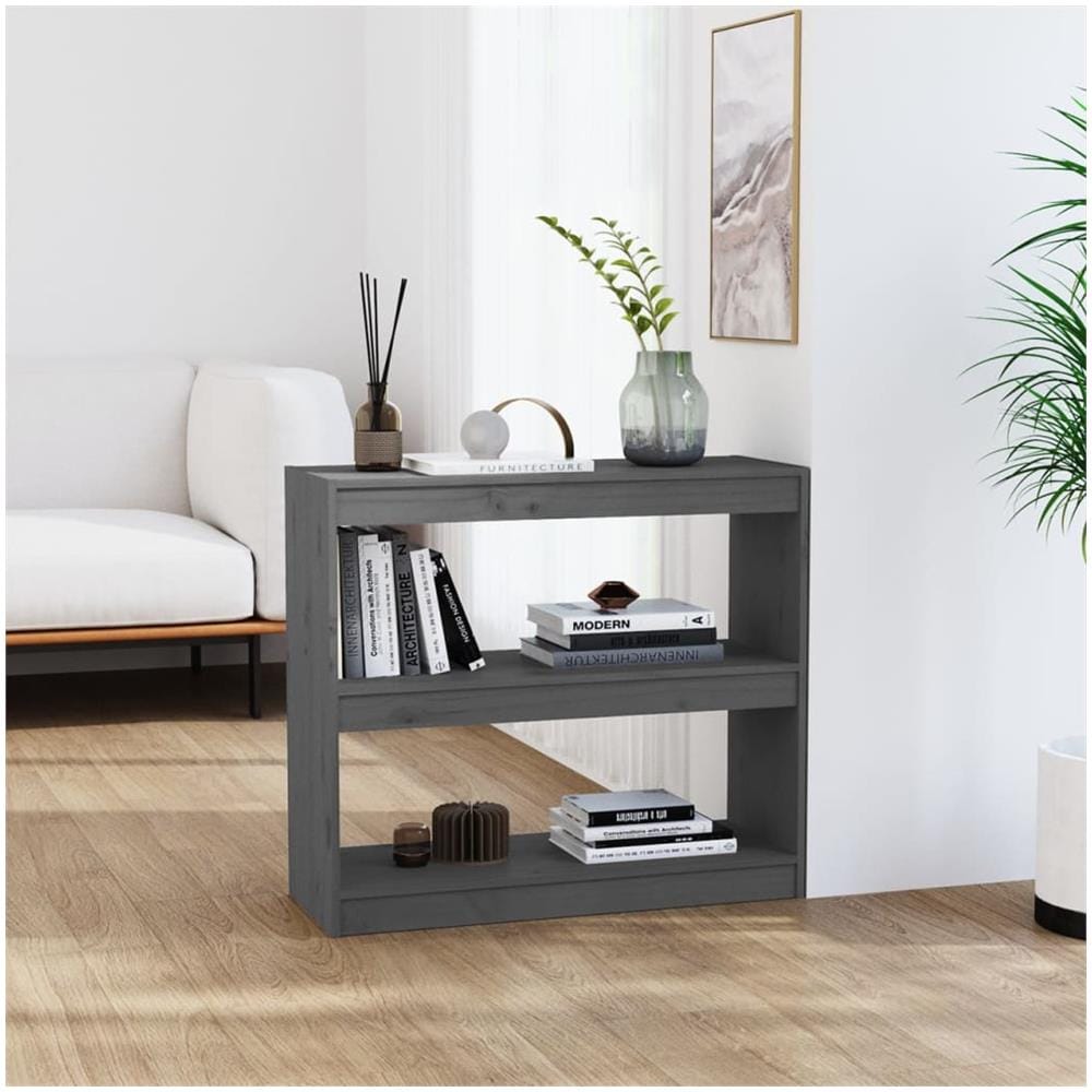 Libreria / divisorio Grigio 80x30x71,5 Cm Legno Massello Di Pino - Foto 1