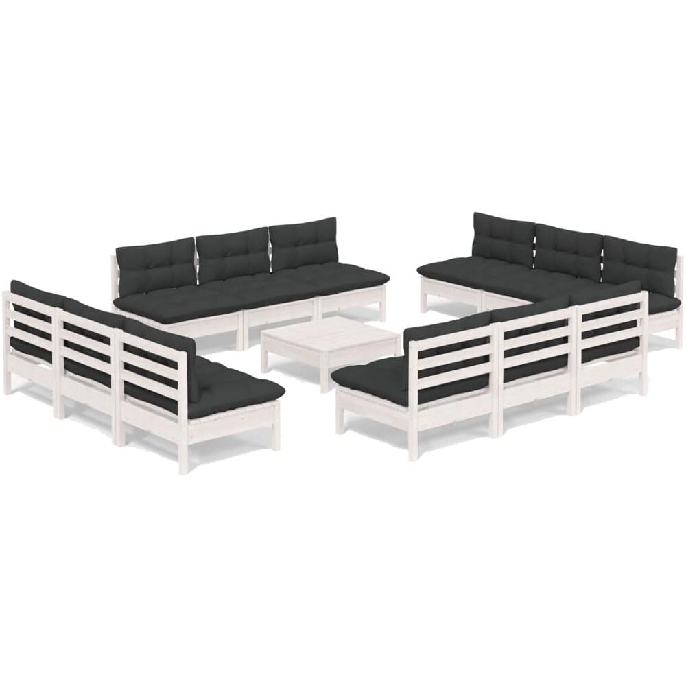 Set Divani Da Giardino 13 Pz E Cuscini Antracite Legno Di Pino - Foto 2