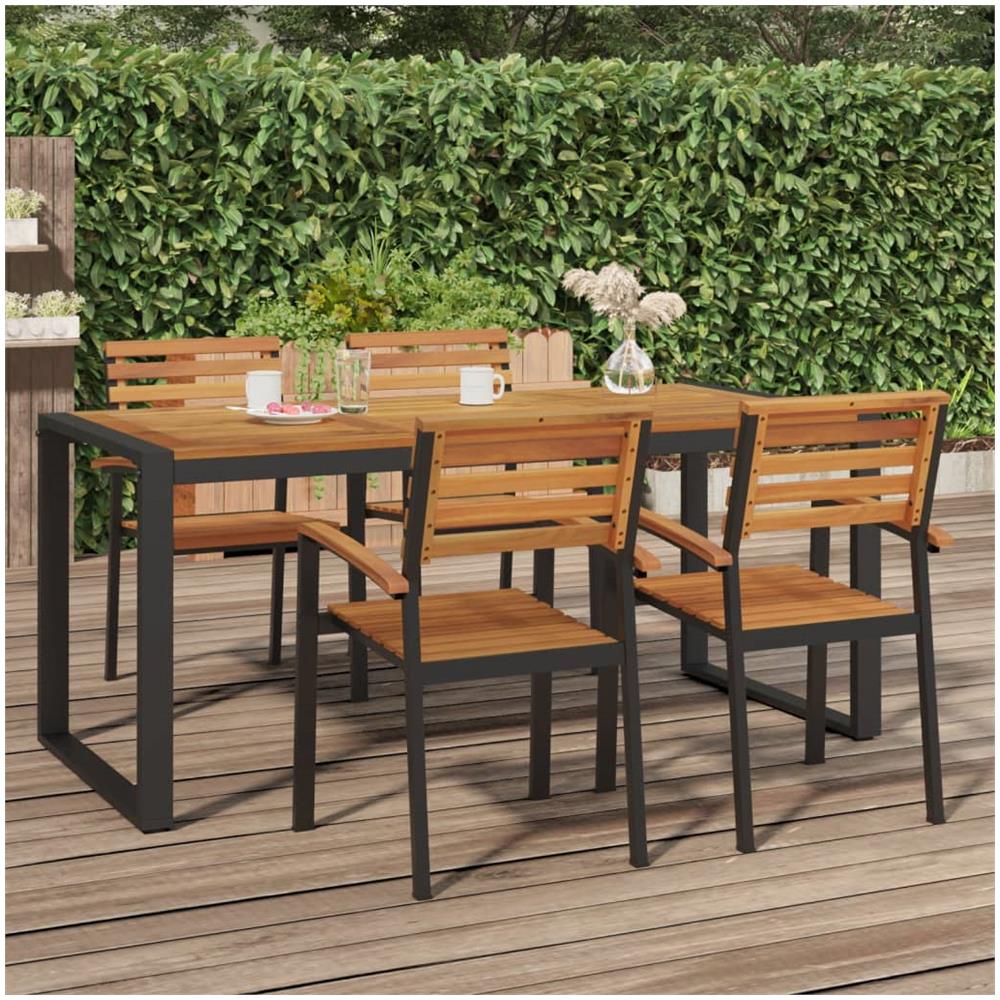 Tavolo Giardino Con Gambe A U 180x90x75cm Legno Massello Acacia - Foto 1