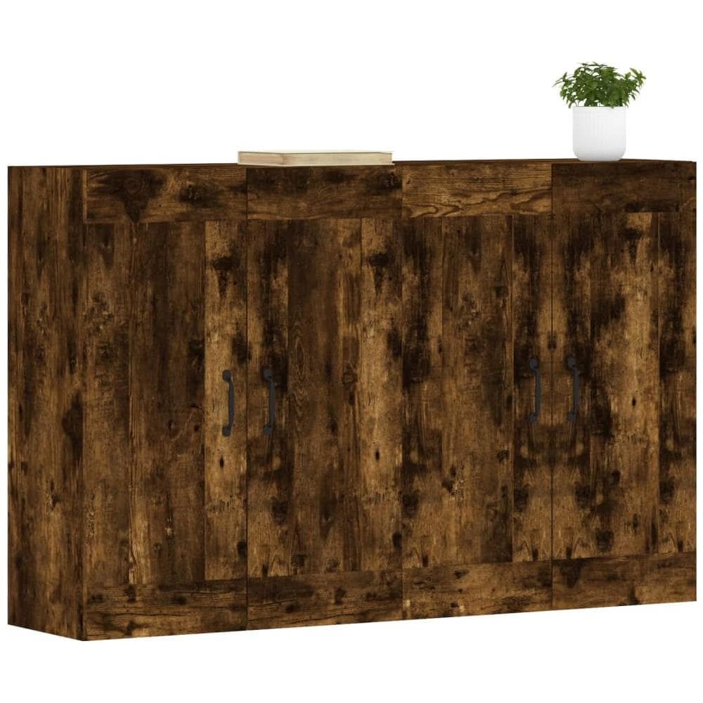 Armadietti A Parete 2 Pz Rovere Fumo In Legno Multistrato - Foto 3