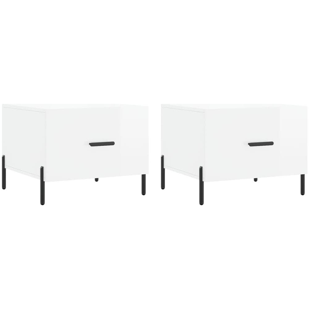 Tavolini Salotto 2pz Bianco Lucido 50x50x40cm Legno Multistrato - Foto 2