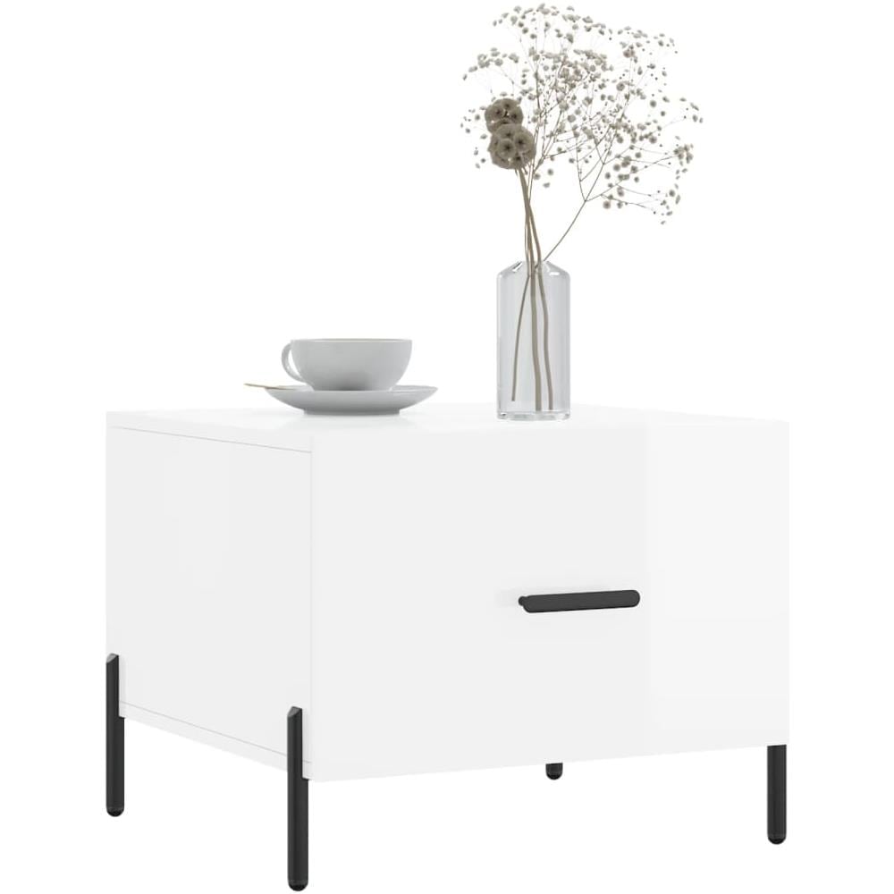 Tavolini Salotto 2pz Bianco Lucido 50x50x40cm Legno Multistrato - Foto 3