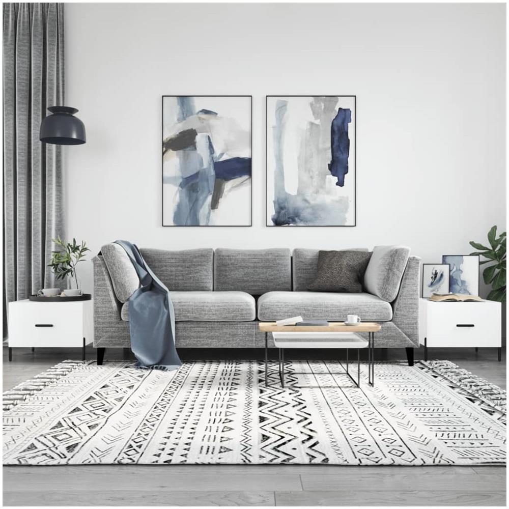 Tavolini Salotto 2pz Bianco Lucido 50x50x40cm Legno Multistrato - Foto 1