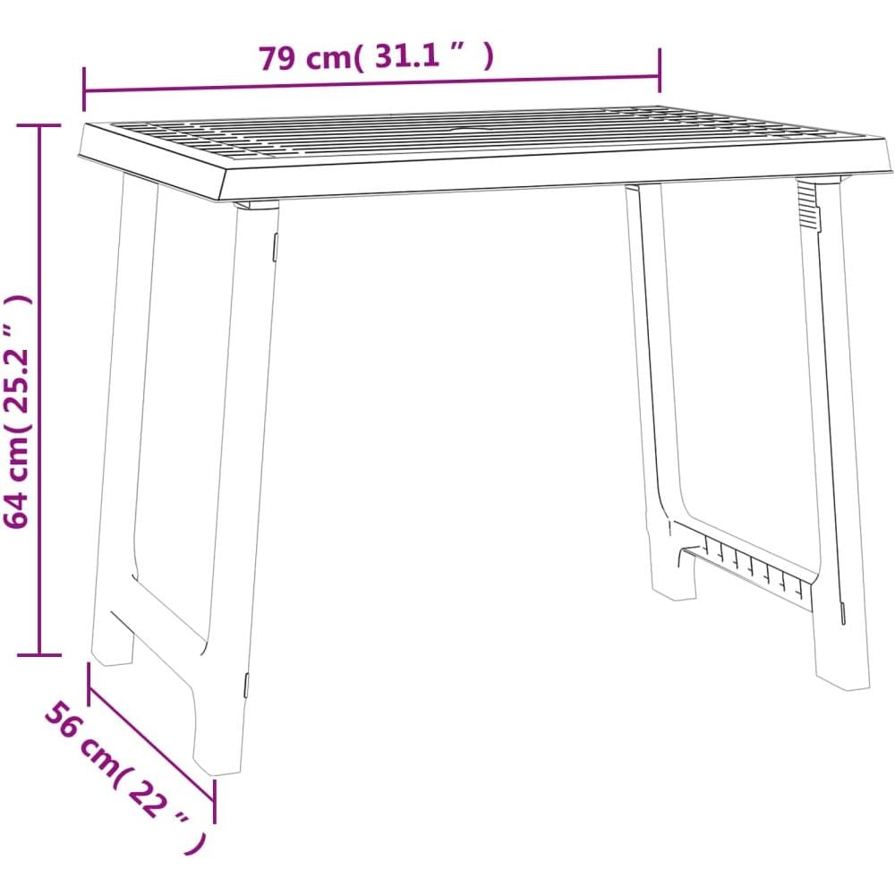 Tavolo Da Campeggio Antracite 79x56x64cm In Pp Aspetto In Legno - Foto 2