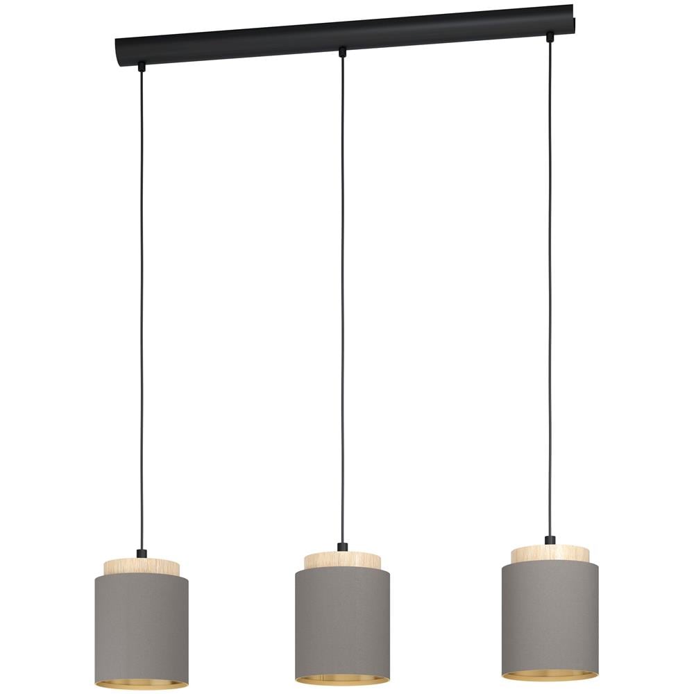 Lampadario Industrial Albariza 3 Luci Metallo Nero E Marrone - Foto 1