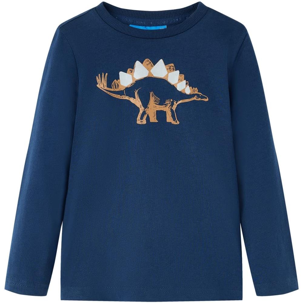 Maglietta Da Bambino A Maniche Lunghe Stampa Dinosauro Blu Marino 104 - Foto 1