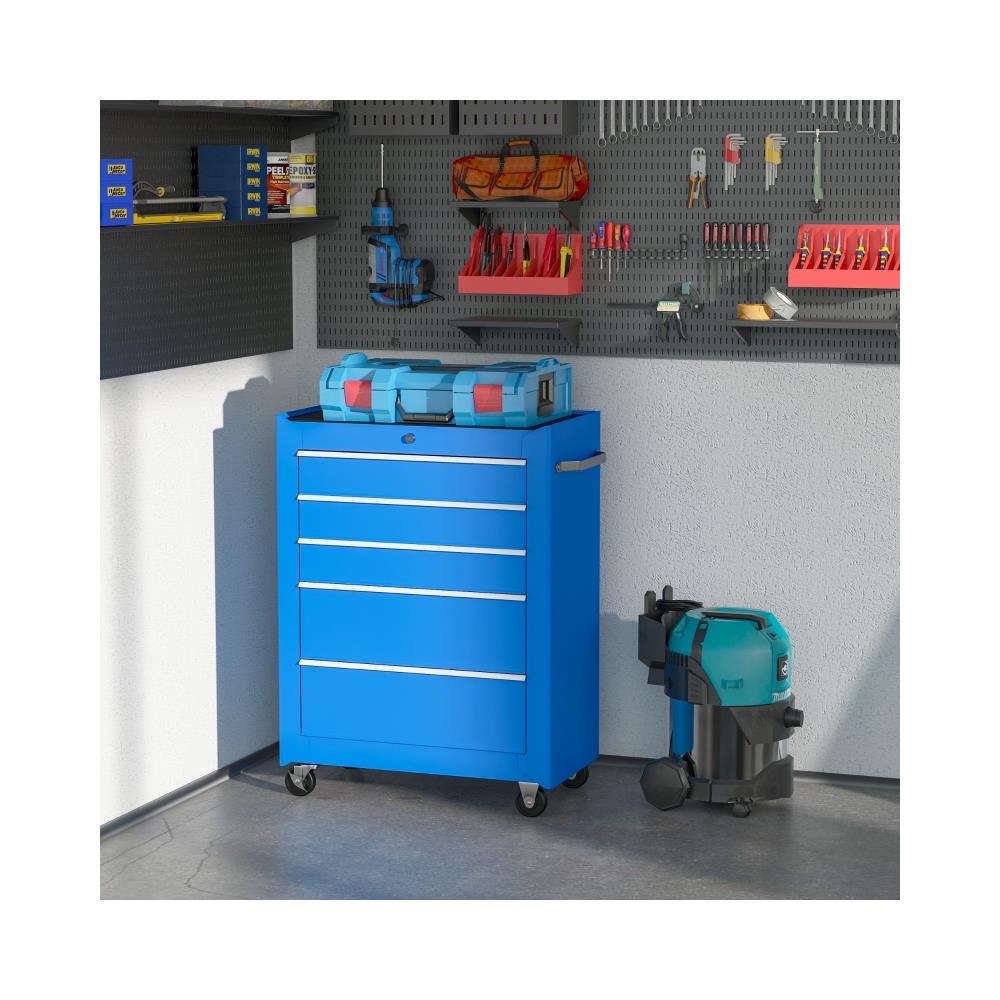 Carrello Porta Utensili da Officina con Cassettiera Dimensioni 61.5 x 33 x 85 cm Colore Azzurro - Foto 2