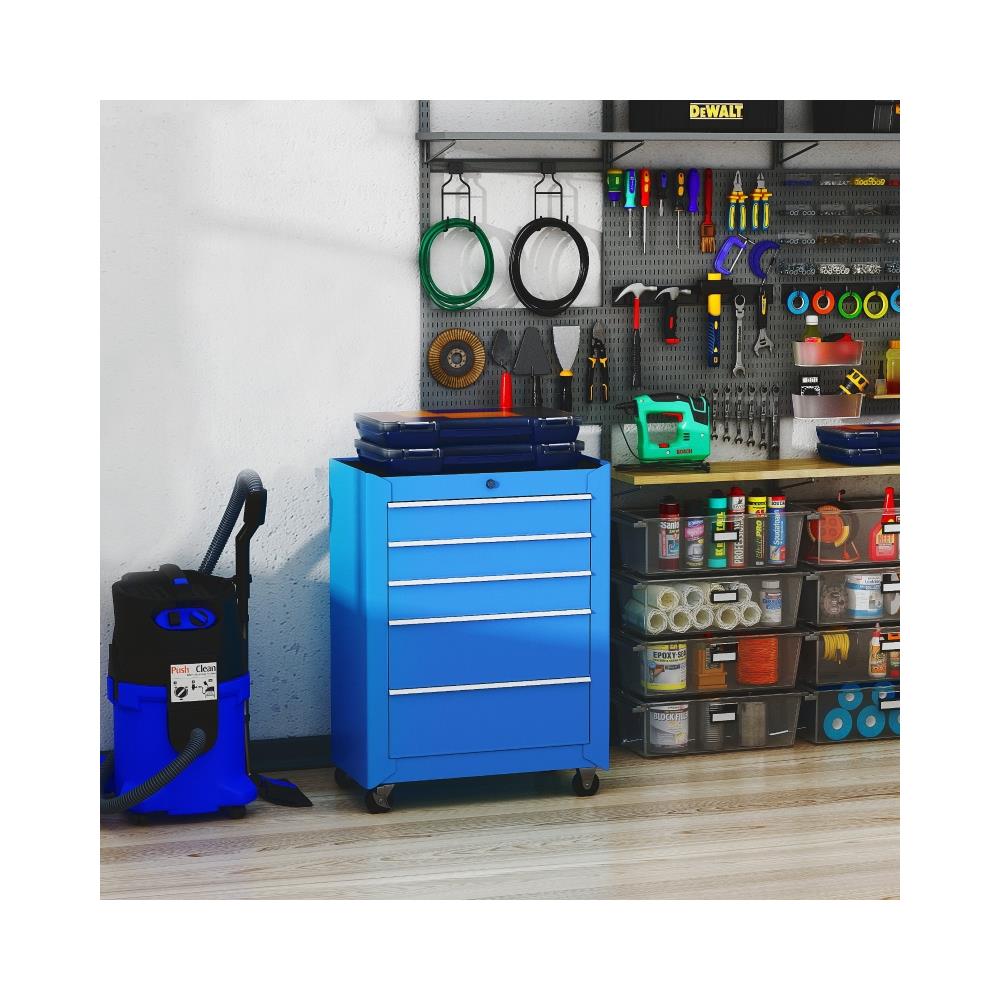 Carrello Porta Utensili da Officina con Cassettiera Dimensioni 61.5 x 33 x 85 cm Colore Azzurro - Foto 9