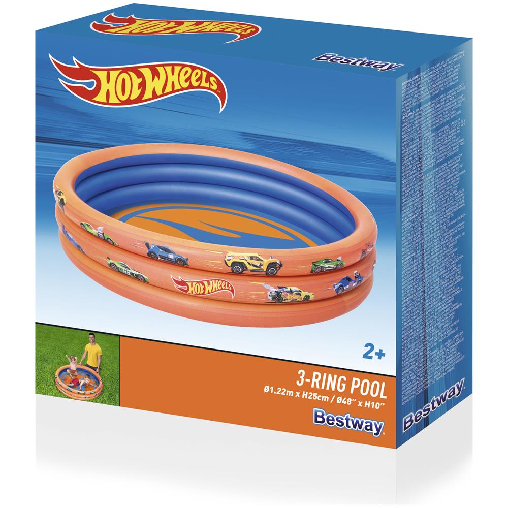 Gonf Piscina 3 Anelli Hot Wheels Cm122x25 Cf1 - Foto 1
