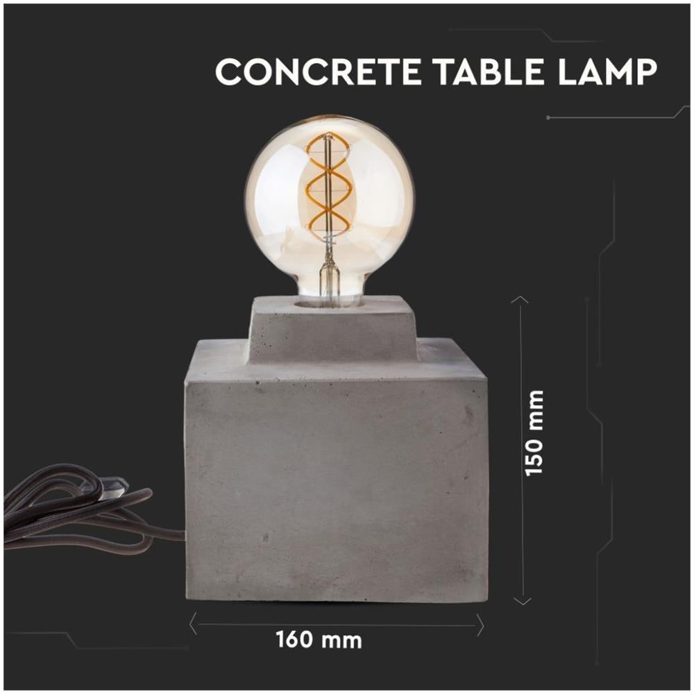 Lampada LED da Tavolo Quadrata con Portalampada E27 (Max 60W) Base in Calcestruzzo - Foto 2