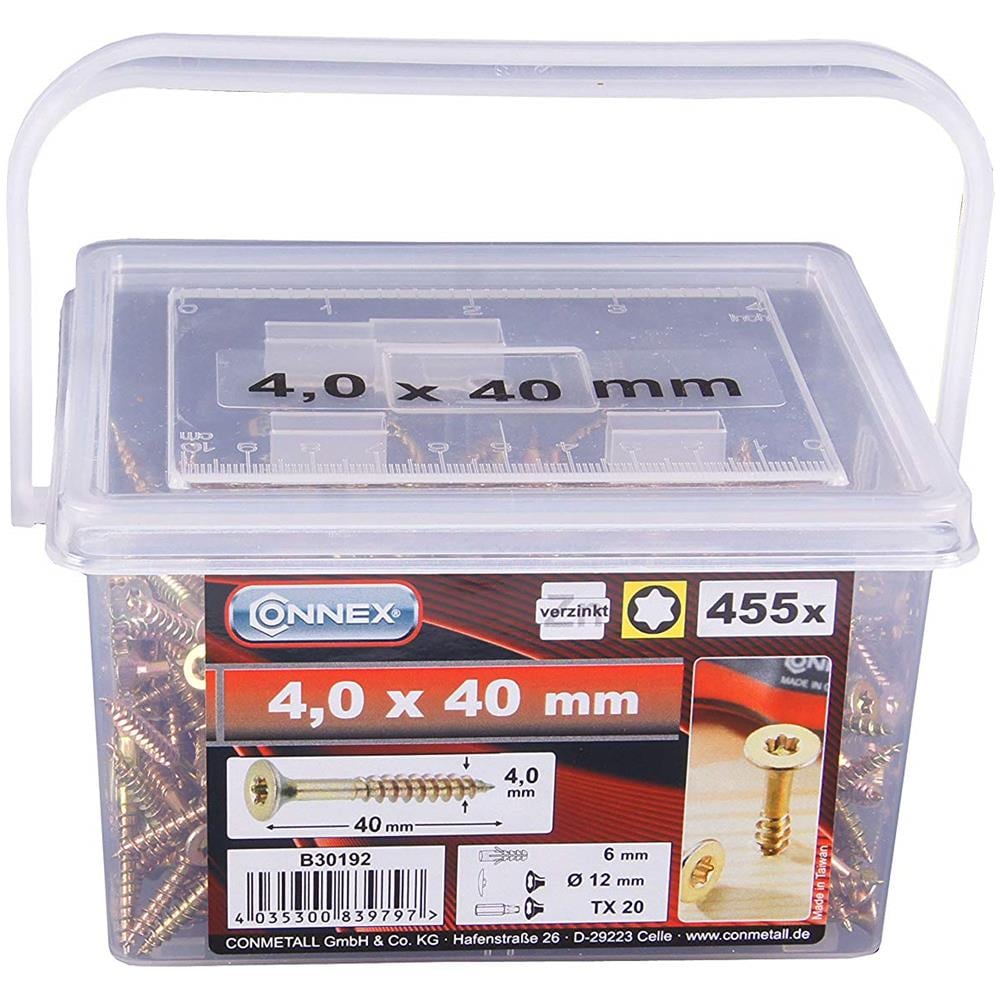 B30192 - Viti Torx A Testa Piatta Universali / per Truciolato, 4 X 40 Mm, A Zincatura Gialla, 455 Pz - Foto 2