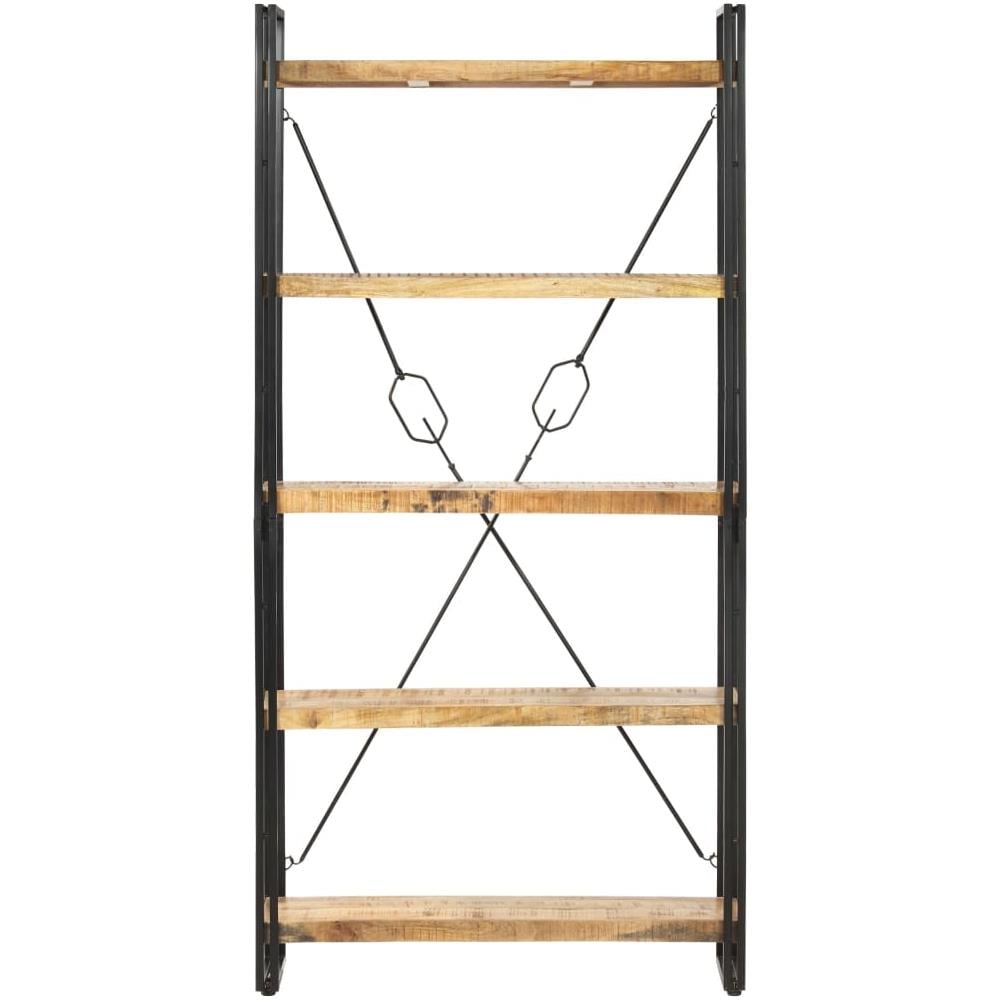 Libreria A 5 Ripiani 90x30x180 Cm In Legno Massello Di Mango - Foto 2