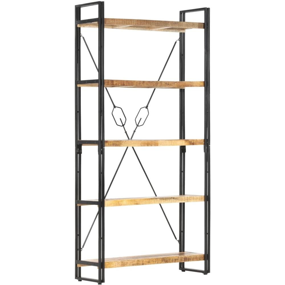 Libreria A 5 Ripiani 90x30x180 Cm In Legno Massello Di Mango - Foto 8